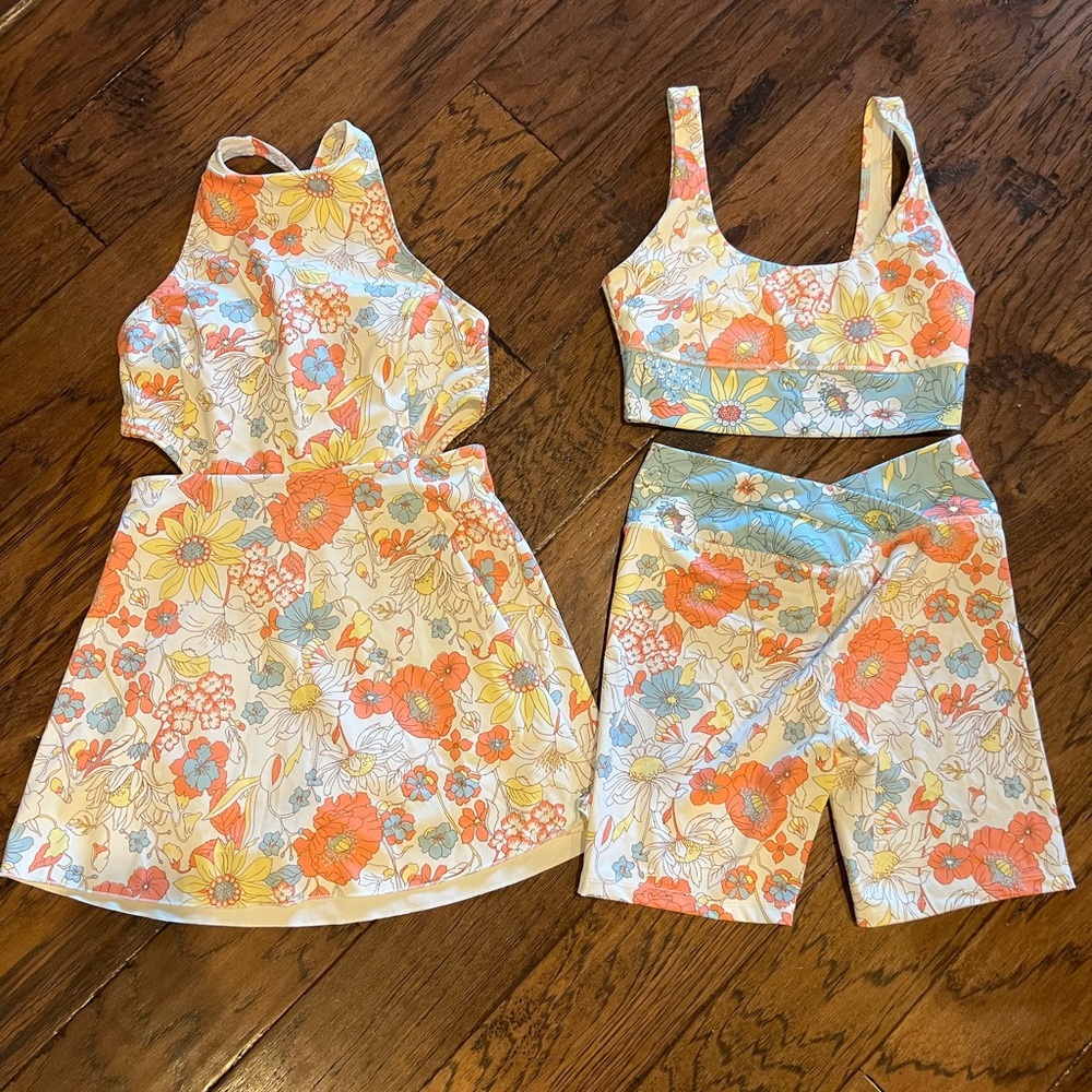 Floral Print Athletic Dress and Set